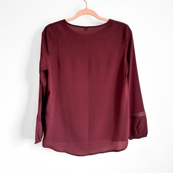 Old Navy Lattice billowy Balloon Sleeve Blouse Burgundy Crimson sz Small - Picture 4 of 6